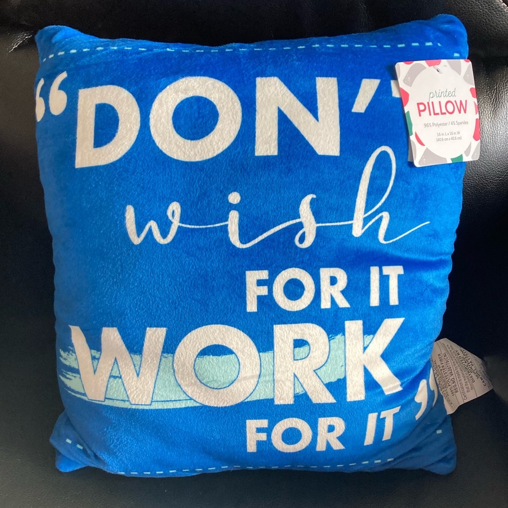 Soft and Fluffy Blue Velour with “Wish For It Work It” Message
